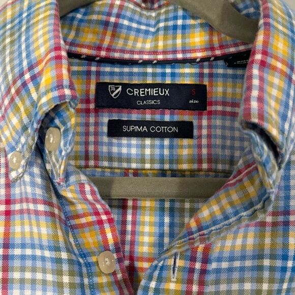 Cremieux Classics Men’s Supima Cotton Plaid Primary Colors Short Sleeve Casual B - Picture 2 of 5